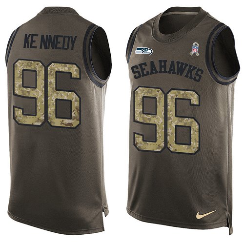 Men's Limited Cortez Kennedy Nike Jersey Green - #96 Salute to Service Tank Top NFL Seattle Seahawks